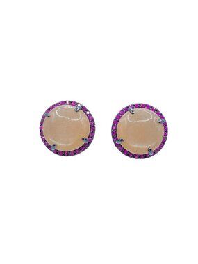 Rarities by Carol Brodie Sterling Silver Peach Moonstone Pink Stud Earrings MLD